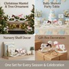 6Pc White Wood Rocking Horse Decor, Baby Shower Table Centerpiece