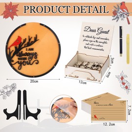 Engrowtic Wooden Funeral Guest Book Set for Memorial Service Celebration of Life Decorations Loving Memory Guestbook Included Share a Memory or Words of Love Cards Pen Table Sign (Red Cardinal)