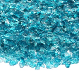 Crushed Glass for Resin Art, DIY Crafts, and Home Decor - 0.9LB Turquoise Broken Glass Pieces 3-6mm, for Vase Fillers, Tabletop Fire Pit, and Aquarium Rocks