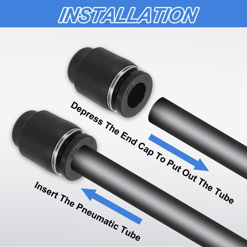 sourcing map 4Pcs Pneumatic Cap Style Plug Fittings, 1/4" Tube