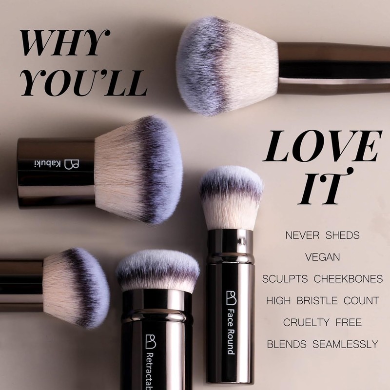 BS-MALL Professional Makeup Brushes BS-MALL with Travel Case - Kabuki