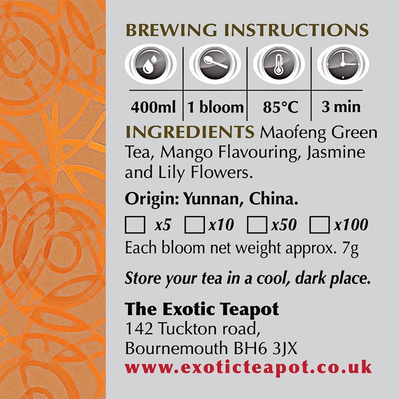 The Exotic Teapot – Mango Splash Flowering Tea, 50 Bloom
