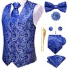 Hi-Tie Royal Blue White Paisley Silk Vests for Men Suit