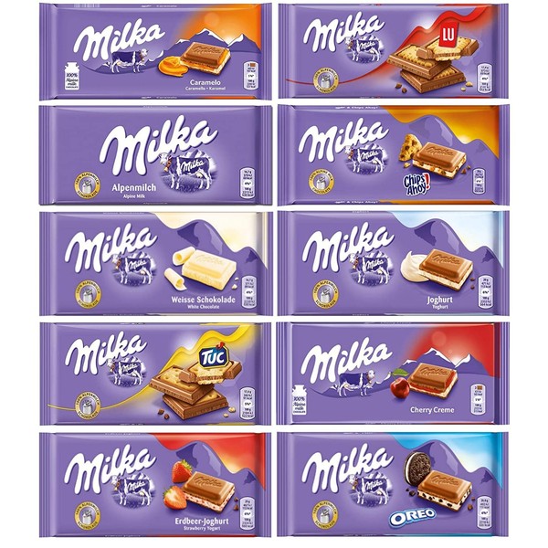 Milka Assorted Chocolates Variety Pack of 8 Bars (Bundle #2)