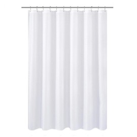 N&Y HOME Short Shower Curtain or Liner Fabric 66 inches Shorter Length, Hotel Quality, Washable, Water Repellent, Diamond Patterned White Bathroom Curtains with Grommets