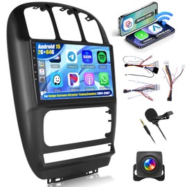 Realdio Android Car Stereo for Dodge Caravan Chrysler Town&Country 2001-2007 with 10.1 Inch Touch Screen Wireless CarPlay Android Auto Bluetooth 2GB+64GB EQ 26UI Split Screen AHD Rear Camera