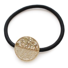 JewelVOX Hair Accessories, Hair Elastic, Stylish, Popular, Sequin, Lurex, Circle, Gold Selection