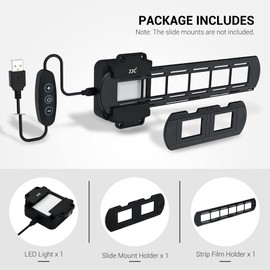 JJC 35mm Negative Film Scanning Copying LED Light Set Includes Slides Holder, Film Strip Holder, USB Light Viewer with Shoe Mount and 10 levels Adjustable for Old Photos Negatives Converter to Digital
