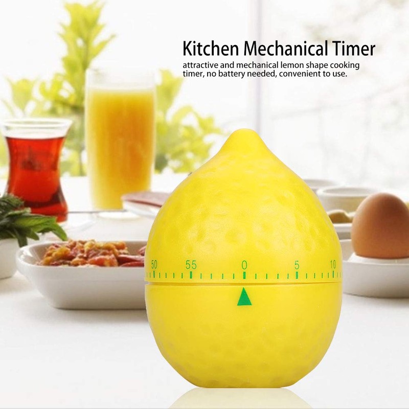 Fruit Mechanical Kitchen Timer, Lemon Shape 360 Degree Rotating Cooking
