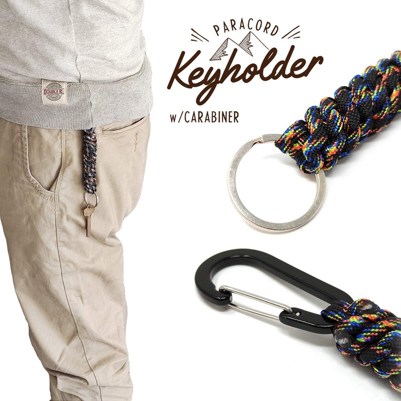 H.N.Z Carabiner Paracord Keychain Keychain Keyring Rainbow pckh-008