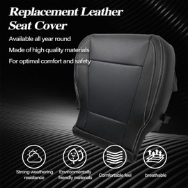 SecosAutoparts Driver Side Bottom and Top Lean Back Replacement Perforated Leather Seat Cover Black Compatible with Ford F250 F350 Lariat XLT 2015 2016 2017