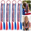 4 Pcs 4th of July Ponytail Hair Extension, Patriotic Elastic