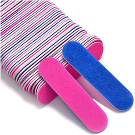 HUIANER 300 Pack Mini Nail File Bulk(180/240 Grit), Disposable Nail Files Double Sided Emery Boards Home or Professional Manicure Tools(Blue and Pink)