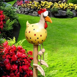 DYOUen Chicken Decorative Garden Handmade Garden Stake Rooster Garden Statue Hen Garden Decoration Chicken Garden Figure Resin Garden Decoration for Outdoor Balcony Living Room (Yellow)