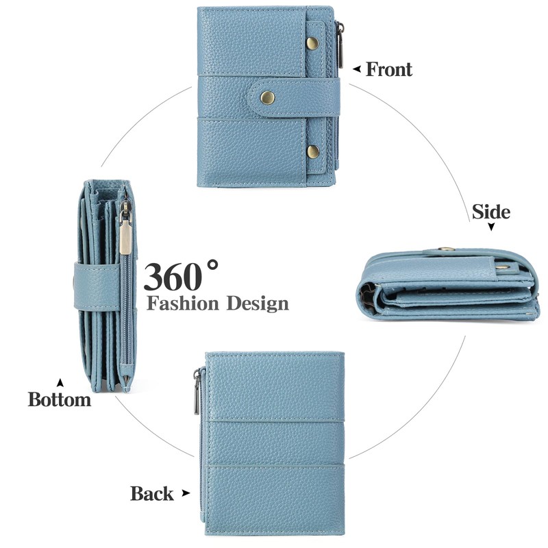 GOIACII Women's Small Leather Purse with RFID, blue