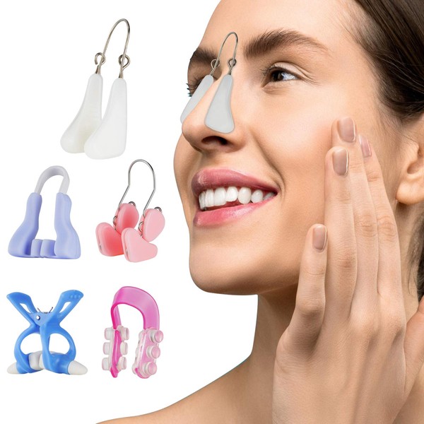 5 Pcs Nose Shaper Clip Nose Up Lifting Pain-Free Nose Bridge Straightener Corrector, Soft Safety Silicone Nose Slimming Device for women men (Multi)