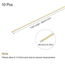 MECCANIXITY 0.4mm x 400mm, Brass Round Wire, Solid Brass Wire, Assorted Half Hard Wire for DIY Jewelry Making,Pack of 10