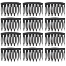 Ipetboom 50pcs 14 Teeth Plastic Hair Side Combs, Plastic French Hair Clip Combs Accessories, Bridal Veil Combs Hair Insert Comb Decorative Hair Styling Comb for Women Girls, Black