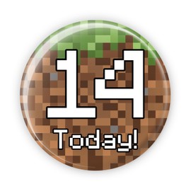 14 Today 14th Birthday - Inspired by Mine Crafting Crafts Video Game Gaming Gamer Birthday Badges Pin Button Badge - Large 76 mm