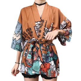 Women Japanese Kimono Cardigan Coat Yukata Outwear Tops Vintage Japanese Style Summer Beach Cover Up