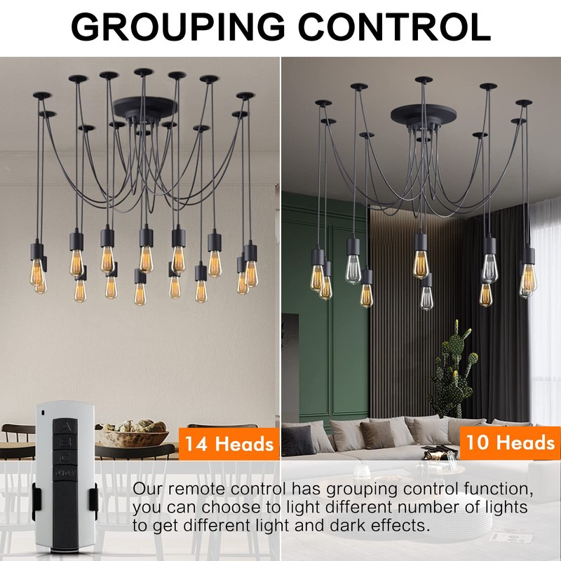 Fuloon DW68 Vintage Edison Multiple Ajustable DIY Ceiling Spider Lamp