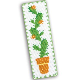 Povitrulya Counted Cross Stitch Kits for Adults or Kids “Cactus“ - Funny Hand Embroidery DIY Bookmark Kit