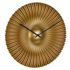 TFA Dostmann Rococo 60.3031.53 Analogue Designer Wall Clock Modern Fan Look Extravagant Golden Dial Quartz Clock Gold 33 cm