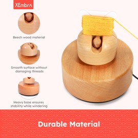 XEmbro Electric Embroidery Floss Bobbin Winder - Beech Embroidery Floss Cross Stitch Thread Winder - Bobbin Winder Machine for Embroidery Work and Sewing Project