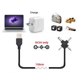 CY Cable USB 2.0 Type-A Male to 4-in-1 DC 5V 5.5x2.1mm 4.0x1.7mm Mono 3.5mm 2.5mm Power Plug Barrel Connector Charge Cable