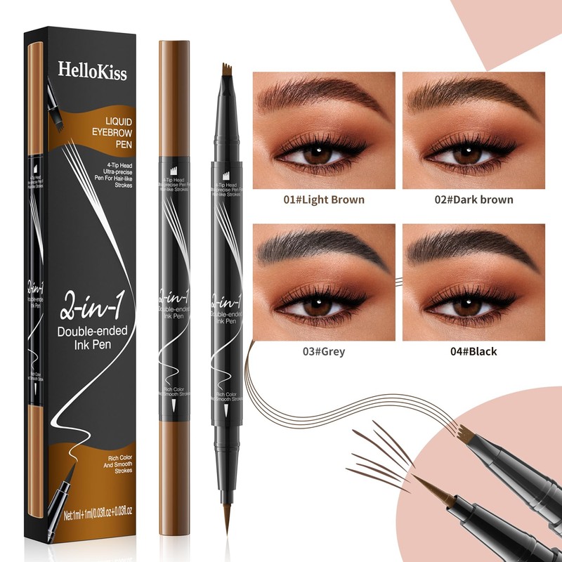 Eyebrow Pencil, Microblading Eyebrow Pen, 2-in-1 Dual-Ended Brow Pencil with