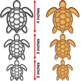Ocean Turtle Cookie Cutter & Stamp Trio – 3 Sizes (4", 3", 2") – Beach-Themed Baking & Fondant Set (Random Color)