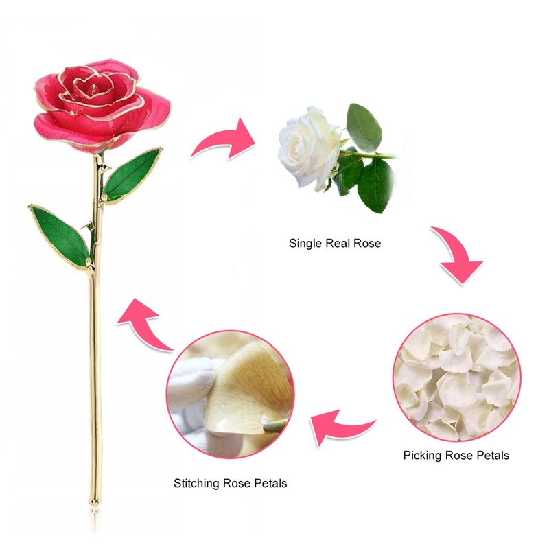 Long Stem Dipped 24k Gold Rose in Gift Box with