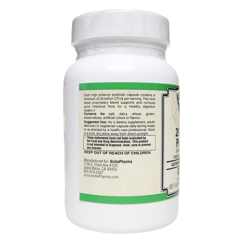 AlchePharma 20 Billion Probiotic 9 Strains Designed for Daily Maintenance