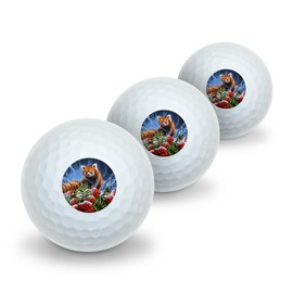 Red Panda Flowers and Birds Novelty Golf Balls 3 Pack