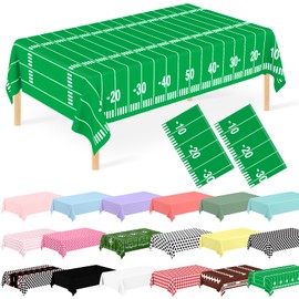 JCTHKUKU 2 Pack Football Tablecloth Disposable Football Party Decorations Plastic Football Field Table Cover for Birthday, Football Themed Party, Games Tailgate Decorations 54 X 108 Inch