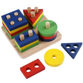 Wooden Wooden Wooden Shape Block Wooden Shape Matching Stick Stick Toy Educational Toy Baby Shower Gift Birthday Gift for Babies, Toddlers and Children