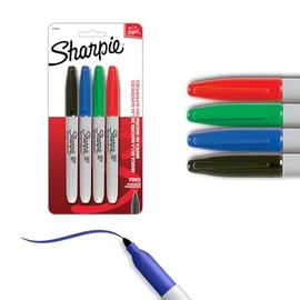 Sharpie Marcadores Permanentes, Punta Fina, Surtidos, 4 Piezas, 1825090