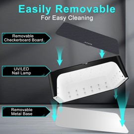 MEKK UV LED Nail Lamp - Luxury Cordless UV Light for Gel Nails with Red Light Skincare,4+2 Timer Modes,Two-Hand Design,Professional Nail Lamp for Salon & Home-Black