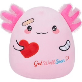 NIUBEHOHO Get Well Pink Axolotl Plush - Mood Plush Toy for Kids, Soft Hospital Gifts for Kids Get Well Soon Stuffed Animal Pillow 9 Inch