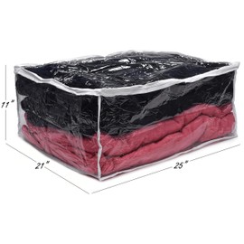 Handy Laundry Blanket Storage Bags - 90 L - Zippered Large Clear Plastic Storage Bag, Shield Your Quilt Blankets, Bedding and Clothes from Dust, Dirt & Moisture - Gliding Zipper for Easy Access