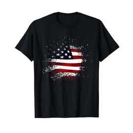 American Flag USA America T-Shirt, black