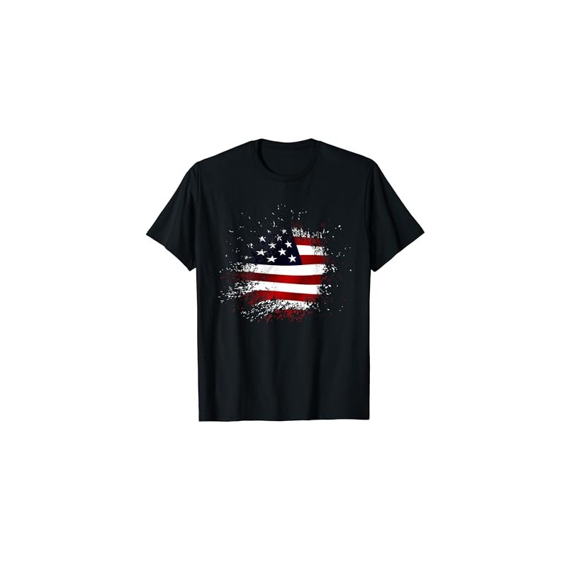 American Flag USA America T-Shirt, black