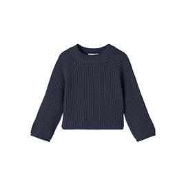NAME IT Girls' Nmfvenja LS Loose Short Knit Jumper, Dark Sapphire