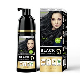 Tinte para El Cabello Negro Semipermanente 3 En 1-13.5 Fl Oz, Cobertura 100 Gris, Champú para Color de Cabello                                        