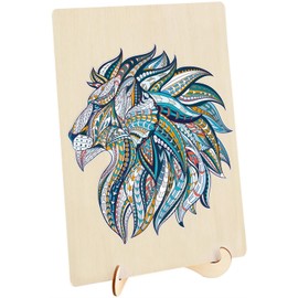 Puzzle Master Wooden Puzzle - Art Jigsaw Wood Cut Puzzle with Display Stand for Adults and Kids - Lion 2.0 124-Pieces Set