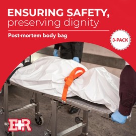 PVC Cadaver Body Bags 3-Pack with Metal Zipper – White, 36" x 90" with ID Tags – Leak-Resistant, Waterproof & Durable Morgue Bags for Emergency & Funeral Use