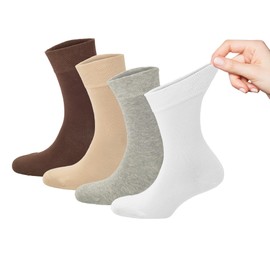 PureTwine Crew Socks for Women Soft Combed Cotton Moisture Wicking Thin Ladies Dress Socks with Seamless Toe 4-Pack