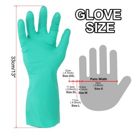sourcing map Nitrile Chemical Resistant Gloves, Industrial Gloves Anti-Slip Protective Safety Work Glove for Cleaning Dish Washing Resist Acid Alkali, Small,Green