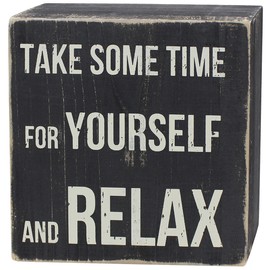 ARTGIFTHOU Farmhouse Distressed Wood Box Sign Vintage Signs Decor for Home Wall/Tabletop/Shelf/Office Decoration Art, Take Some Time For Yourself And Relax