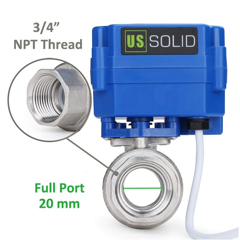 U.S. Solid Motorized Ball Valve- Stainless Steel Ball Valve with